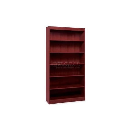 Sp Richards Lorell 6-Shelf Panel End Hardwood Veneer Bookcase, 36"W x 12"D x 72"H, Mahogany LLR60074